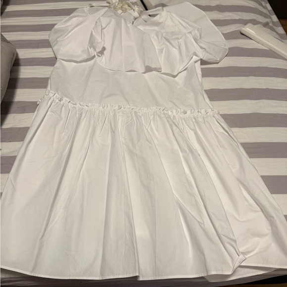 English Factory Women's Woven Ruffle Mini Poplin Dress, White, Medium M  NWT - Picture 2 of 8